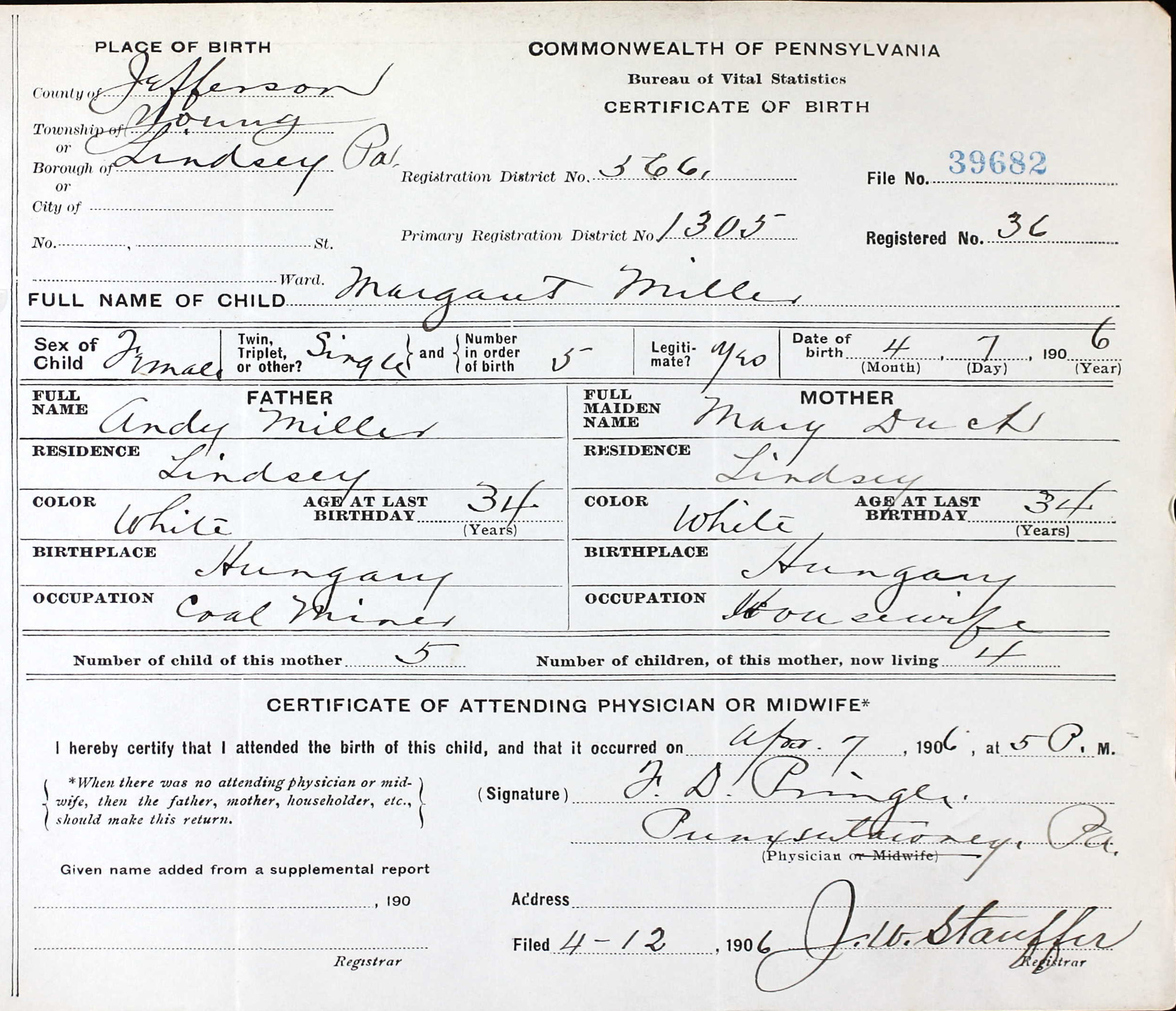 birth certificate
